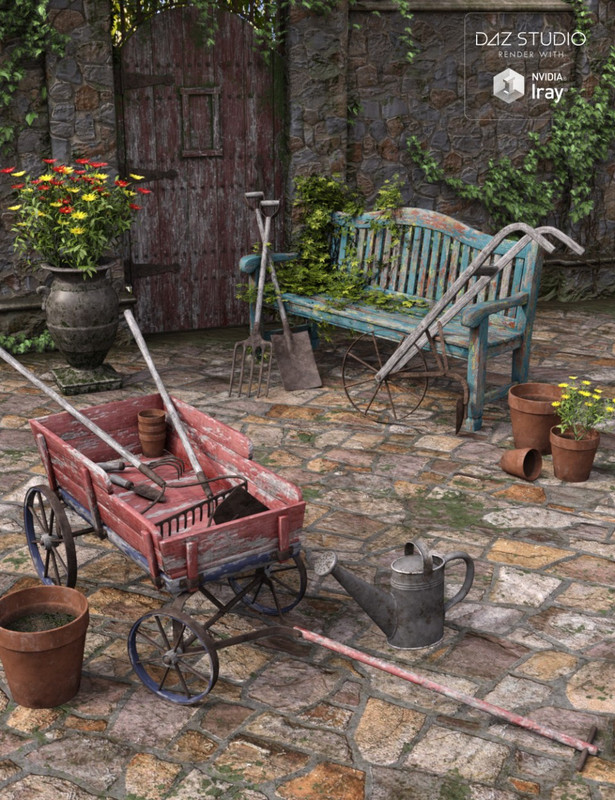 00 main old garden props and tools daz3d